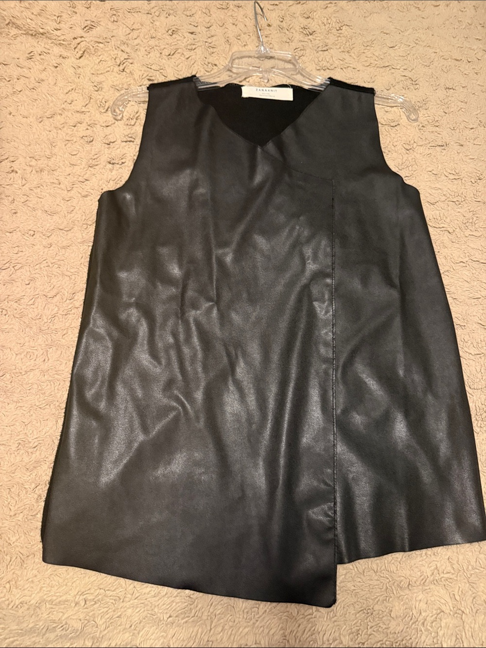 Zara Black Faux Leather Sleeveless Tunic